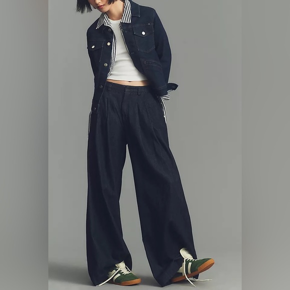 Anthropologie Pants - MAEVE by ANTHROPOLOGIE The Avery Pleated Wide Leg Denim Trousers